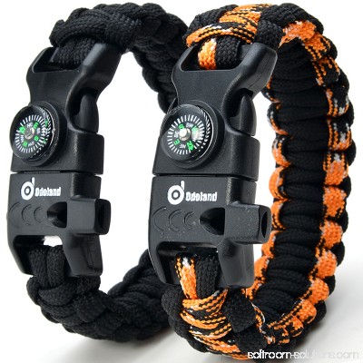ODOLAND Paracord Bracelet Emergency Survival Cord 2-Peak Series Gear Kit w/ Compass Fire Starter Knife Whistle 567213561